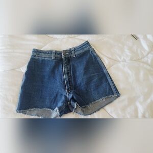 Vintage 80s Classic High-Rise Dark Blue Denim Shorts